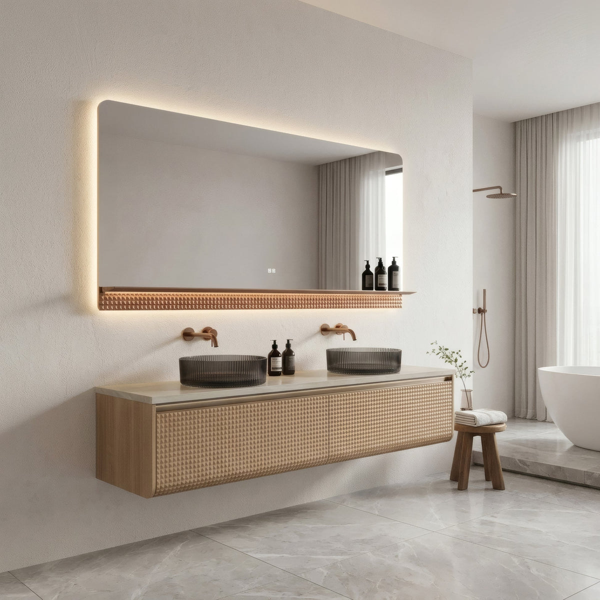 Champagne Plywood & Wheat Tones: The Luxury Bathroom Trend Dominating 2026