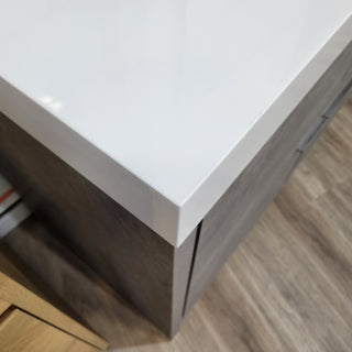 42" Cement Freestanding Bathroom Vanity with White Polymarble Countertop