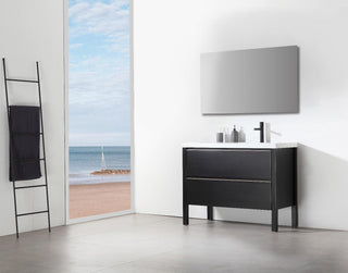 42" Black Freestanding Single Sink Bathroom Vanity with White Quartz Countertop - Golden Elite Deco