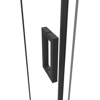 48"Wx 32"D x 79"H x 8mm Reversible Sliding Shower Door Square Design Hardware in Black with 32" Side Panel - Golden Elite Deco