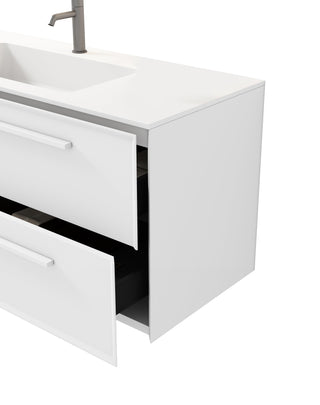 48" White Vanity w/Matte White Solid Surface countertop Snow White Collection - Combo - Golden Elite Deco