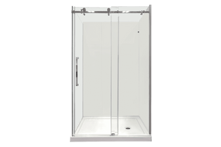48"W x 36"D x 75"H x 10mm Reversible Sliding Shower Door Square design, Hardware in Chrome with 36" Side Panel - Golden Elite Deco