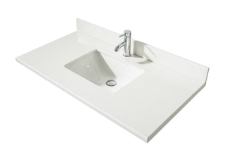 48" Aged Auburn Freestanding Single Sink Bathroom Vanity with White Quartz Countertop - Golden Elite Deco