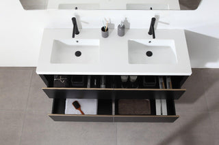 60" Black Freestanding Double Sink Bathroom Vanity with White Quartz Countertop - Golden Elite Deco