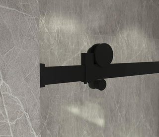 60"W x 75"H x 10mm Alcove Reversible Sliding Shower Door with Square Design Hardware in Black - Golden Elite Deco