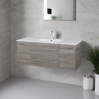 48" Dorato Brown Wall Mount Single Sink Bathroom Vanity with White Acrylic Countertop : Kato Collection - Golden Elite Deco