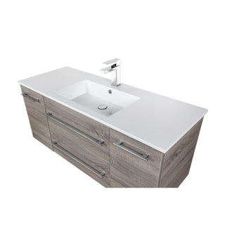48" Dorato Brown Wall Mount Single Sink Bathroom Vanity with White Acrylic Countertop : Kato Collection - Golden Elite Deco