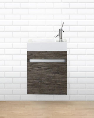18" Stargazer Brown Wall Mount Bathroom Vanity with White Acrylic Countertop : Piccolo