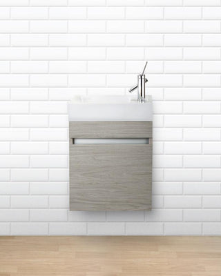 18" Wall Mount Bathroom Vanity with White Acrylic Countertop - Weekend Getaway : Piccolo - Golden Elite Deco