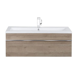 42" Organic Beige Wall Mount Single Sink Bathroom Vanity with White Acrylic Countertop : Trough Collection