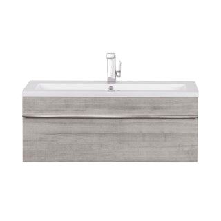 42" Soho Light Grey Wall Mount Single Sink Bathroom Vanity with White Acrylic Countertop : Trough - Golden Elite Deco