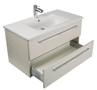 30" White Chocolate Wall Mount Single Sink Bathroom Vanity with White Acrylic Countertop : Silhouette - Golden Elite Deco
