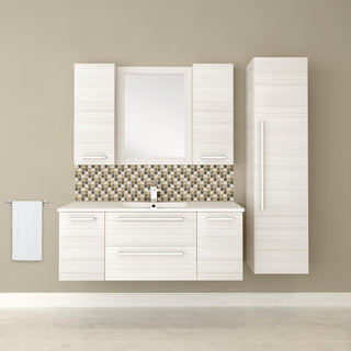 48" White Chocolate Wall Mount Single Sink Bathroom Vanity with White Acrylic Countertop : Silhouette Collection - Golden Elite Deco