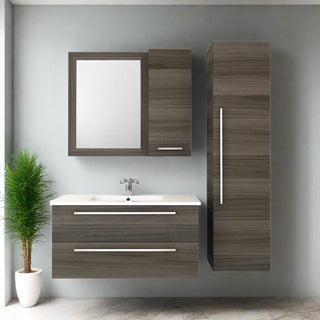 36" Zambukka Wall Mount Single Sink Bathroom Vanity with White Acrylic Countertop : Silhouette - Golden Elite Deco