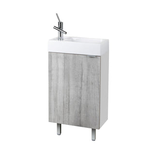 Studio Space Saver: 18" Grey Single Sink Bathroom Vanity with White Acrylic Countertop - Golden Elite Deco