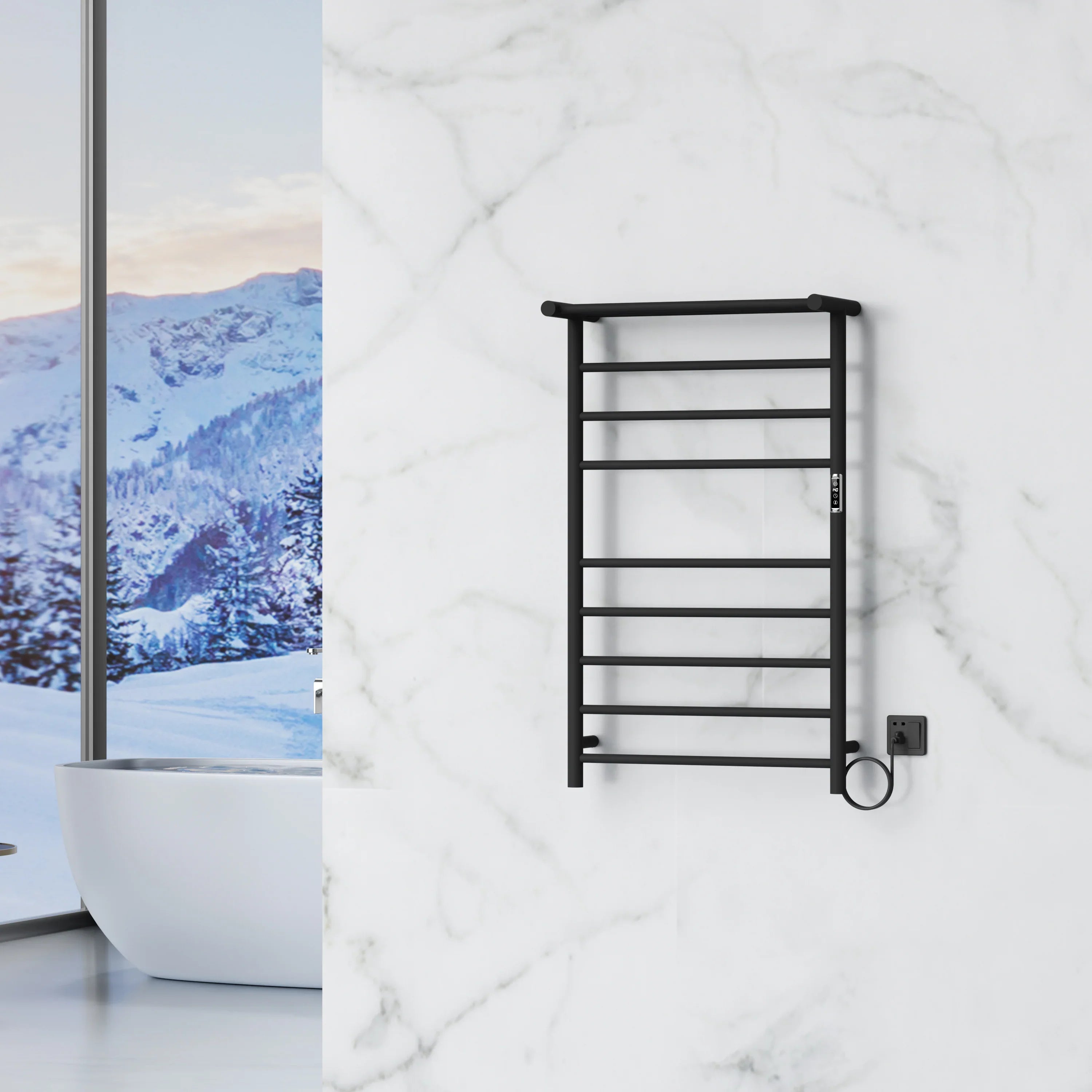 Matte Black Wall-Mounted Towel Warmer