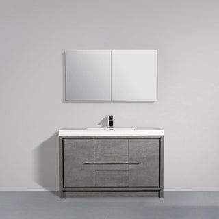 60" Cement Freestanding Single Sink Bathroom Vanity with White Polymarble Countertop - Golden Elite Deco