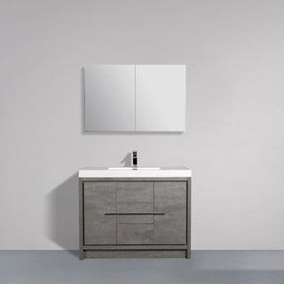 42" Cement Freestanding Bathroom Vanity with White Polymarble Countertop - Golden Elite Deco