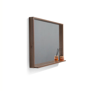 42" Allier Mirror with Shelf - Walnut - Golden Elite Deco