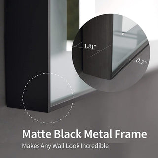 36" LED Mirror - Frosted Edge with Matte Black Frame - Golden Elite Deco