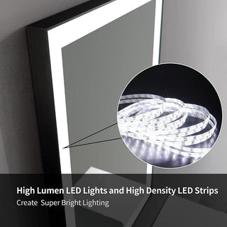 60" LED Mirror - Frosted Edge with Matte Black Frame - Golden Elite Deco