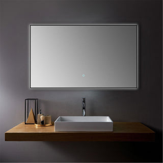 48" LED Mirror with Dimming Function - Matte Black Aluminum - Golden Elite Deco