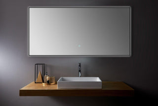 60" LED Mirror with Dimming Function - Matte Black Aluminum - Golden Elite Deco