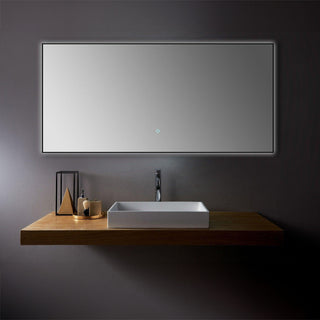 60" LED Mirror with Dimming Function - Matte Black Aluminum