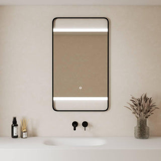 24" LED Mirror with Aluminum Matte Black Frame & Integrated Anti-Fog - Golden Elite Deco