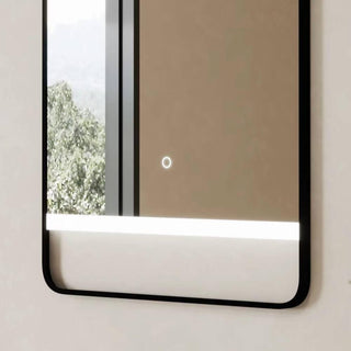 24" LED Mirror with Aluminum Matte Black Frame & Integrated Anti-Fog - Golden Elite Deco
