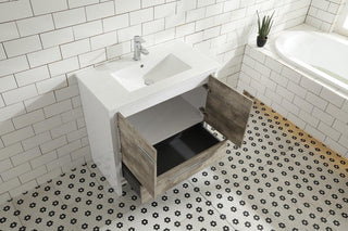 36" Ash Freestanding Bathroom Vanity with White Ceramic Countertop - Golden Elite Deco