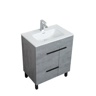 28" Cement Freestanding Single Sink Bathroom Vanity with White Ceramic Countertop Odessa - Golden Elite Deco