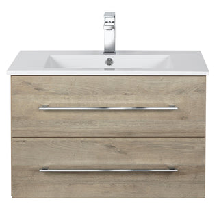 30" Organic Wall Mount Single Sink Bathroom Vanity with White Acrylic Countertop : Kato - Golden Elite Deco