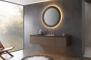 Mirror 40" LED Wooden Frame - Round - Golden Elite Deco