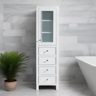 Bathroom Linen Cabinet - White Madrid