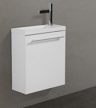 16" White Wall Mount Bathroom Vanity with White Polymarble Countertop Wallie - Golden Elite Deco