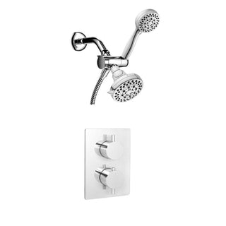 Bathroom 2-in-1 Shower Set - Bloom - Chrome - Thermostatic - Golden Elite Deco