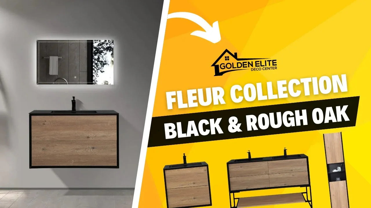 Discover the Fleur Collection in Black & Rough Oak: Top Bathroom Vanities for a Modern Look