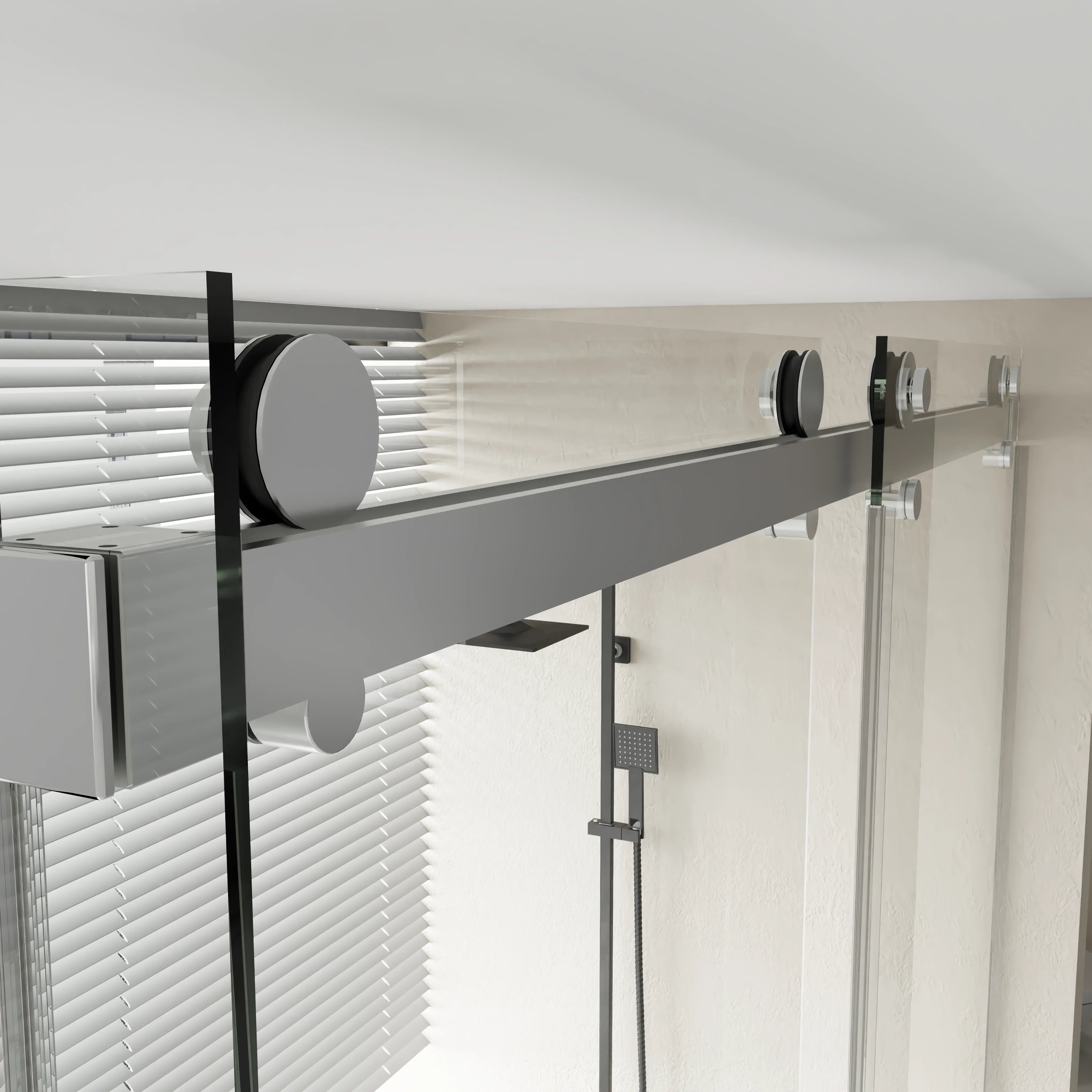 60" x 66" Reversible Frameless Double Sliding Bathtub Door in Chrome with Clear Glass