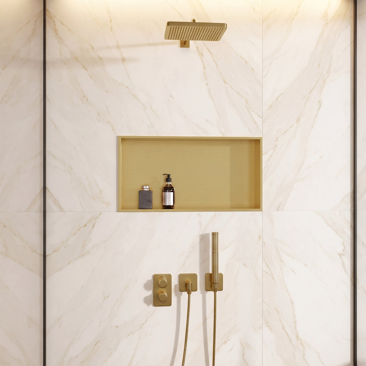 Niche de douche en acier inoxydable doré champagne 24" x 12" à compartiment unique