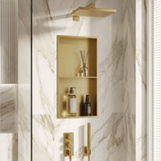 Niche de douche en acier inoxydable doré champagne, 12 po x 24 po, 2 compartiments