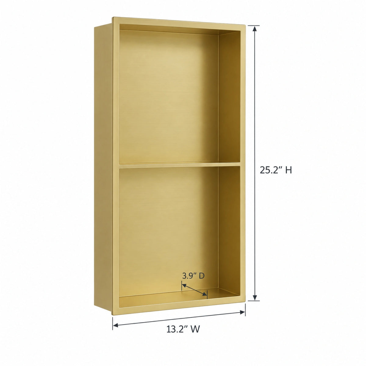 12" x 24" Champagne Gold Stainless Steel Shower Niche, 2 Compartments