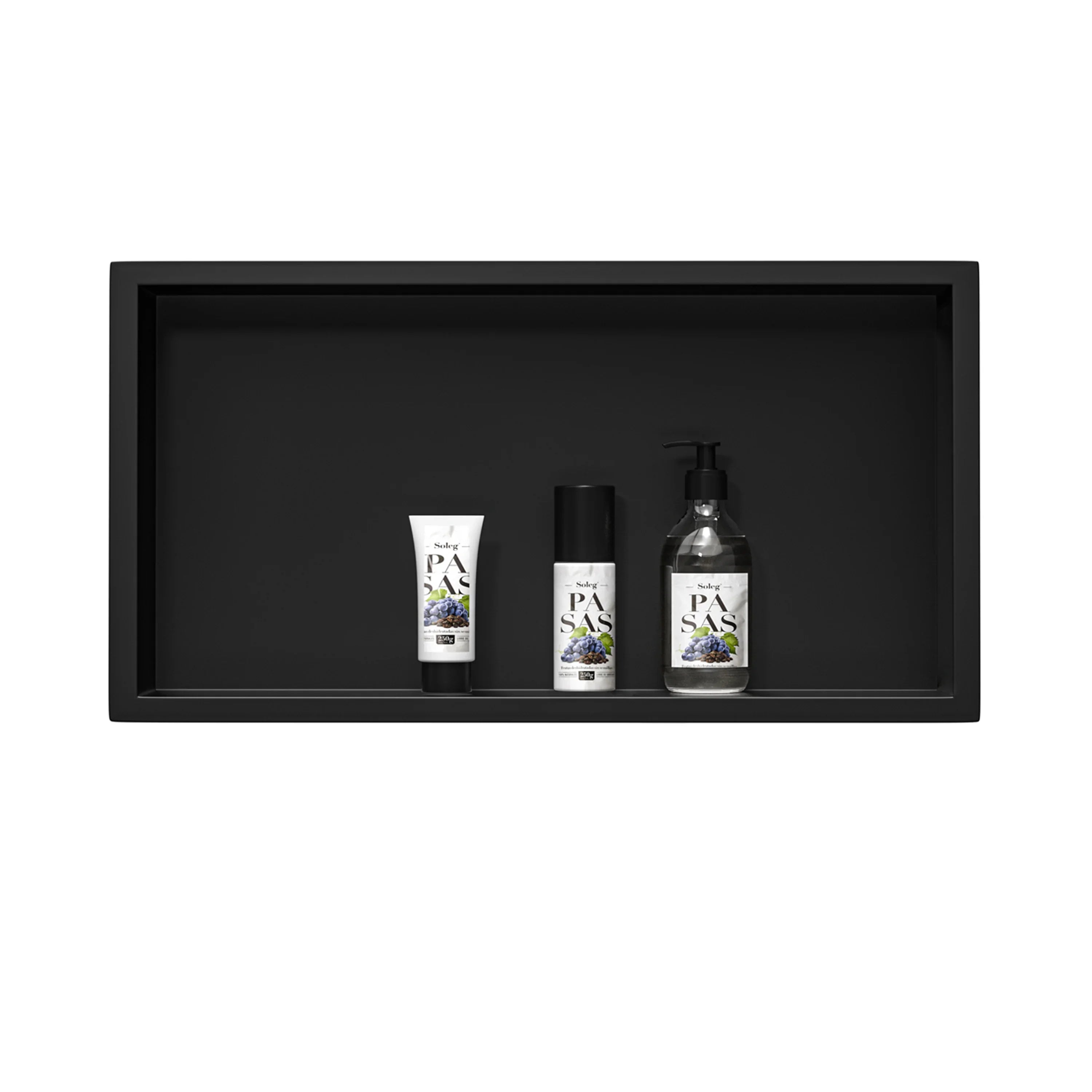 24" x 12" Black Stainless Steel Shower Niche with Single Compartment