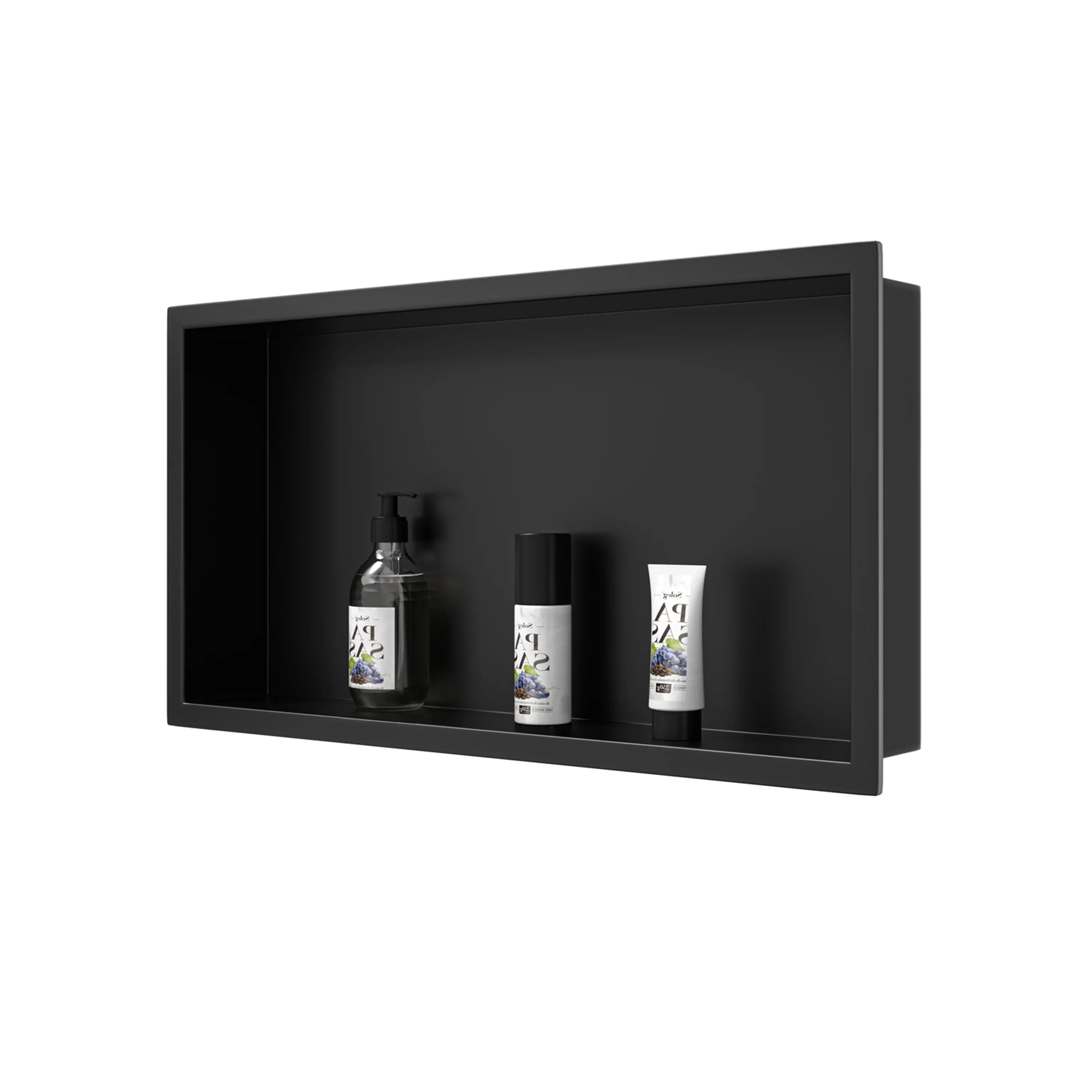 24" x 12" Black Stainless Steel Shower Niche with Single Compartment