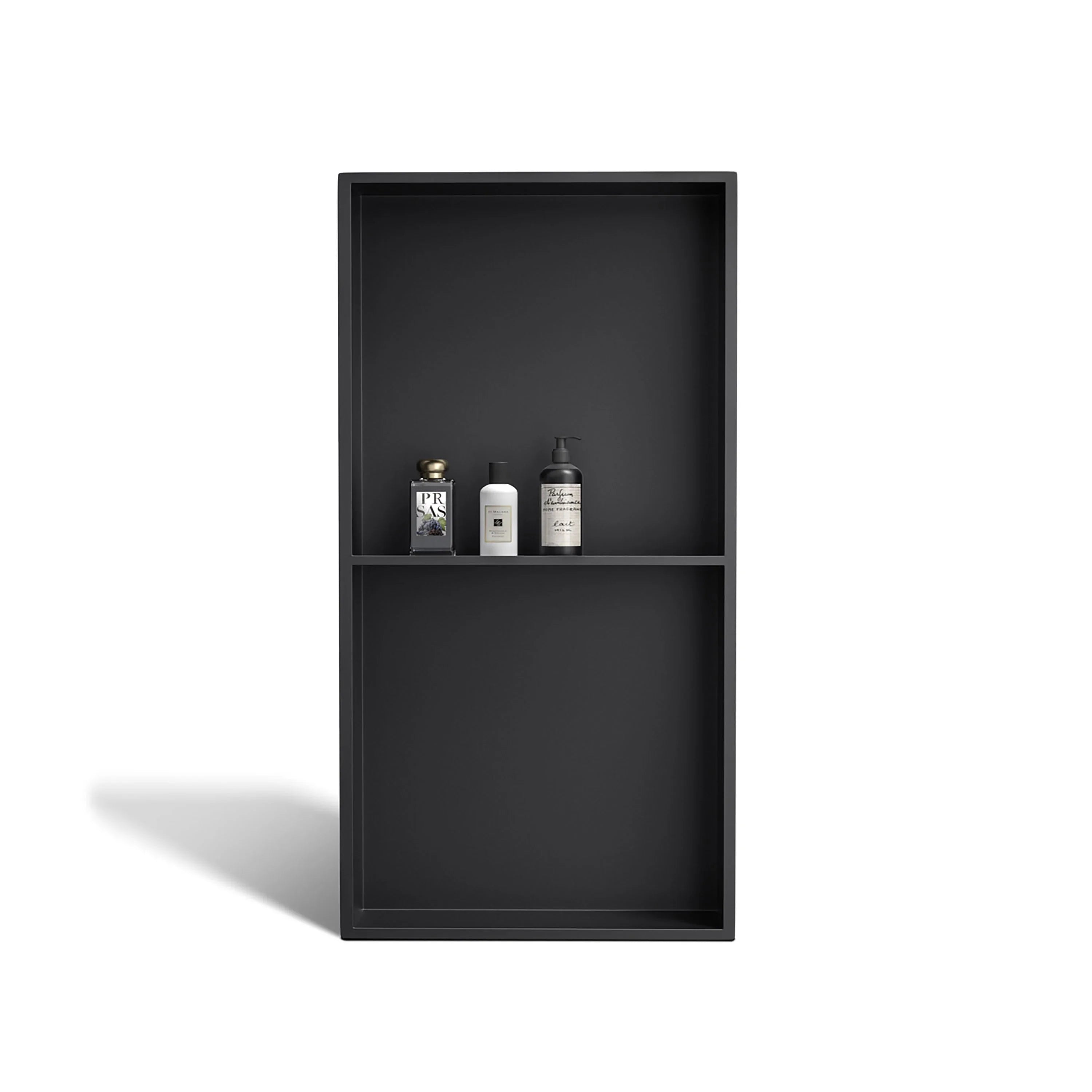 12" x 24" Black Stainless Steel Shower Niche, 2 Compartments