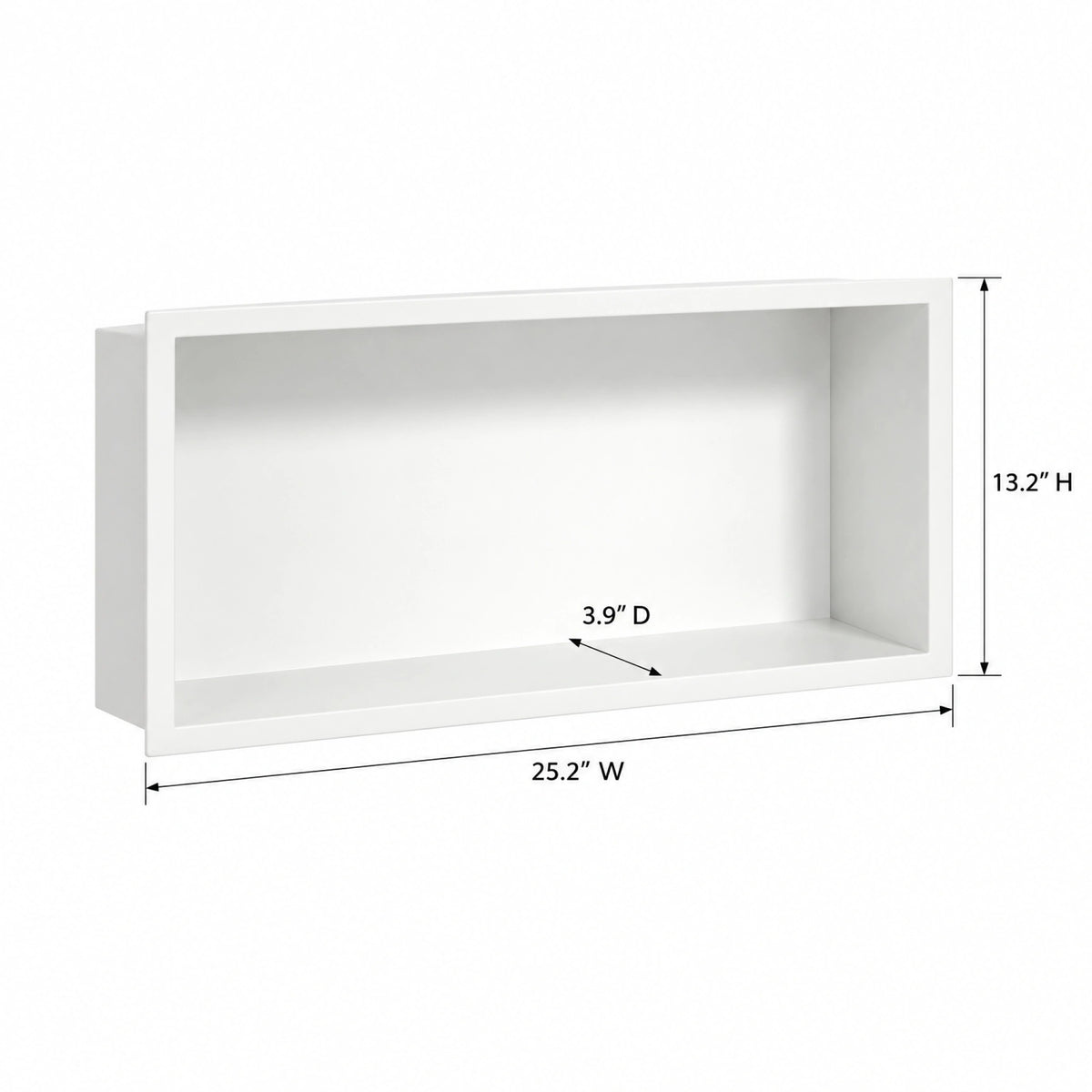 24" x 12" Matte White Stainless Steel Shower Niche with Single Compartment