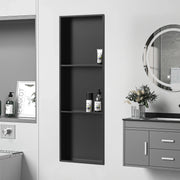 12" x 36" Black Stainless Steel Shower Niche, 3 Compartments