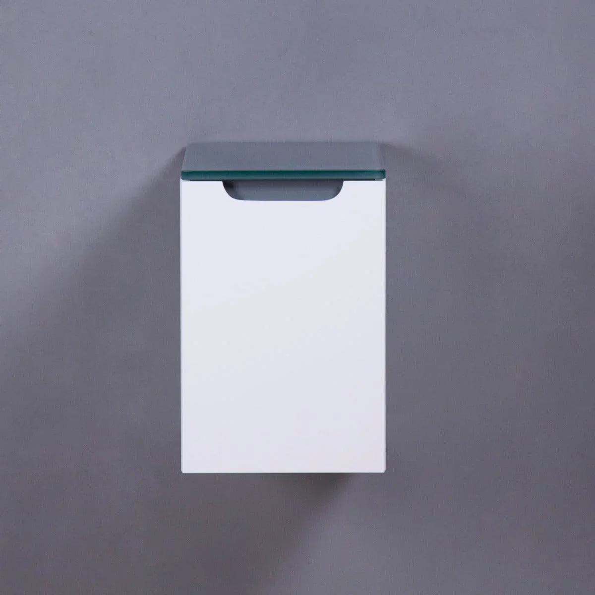 12" Glossy White Wall Mount Storage with Green Glass Countertop Lima - Golden Elite Deco