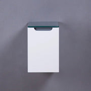 12" Glossy White Wall Mount Storage with Green Glass Countertop Lima - Golden Elite Deco