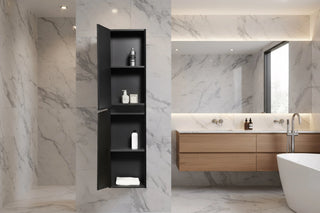 Bathroom Wall Hung Linen Cabinet - Matte Black